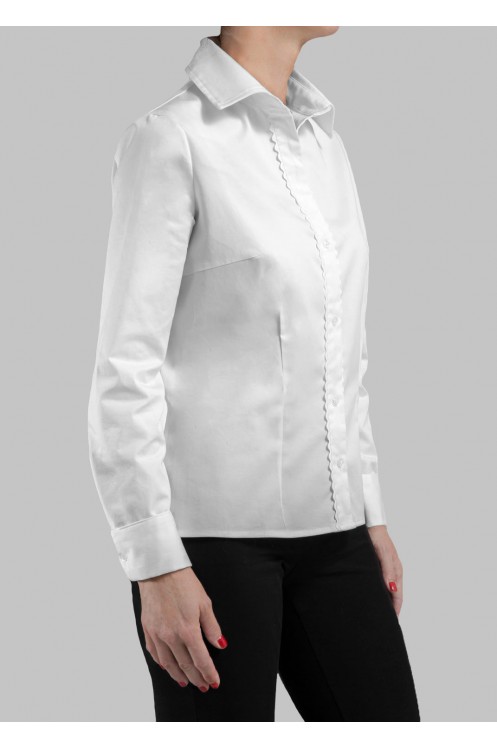 Camisa Blanca Popelín de Algodón Cristina de Mujer zig-zag delantero